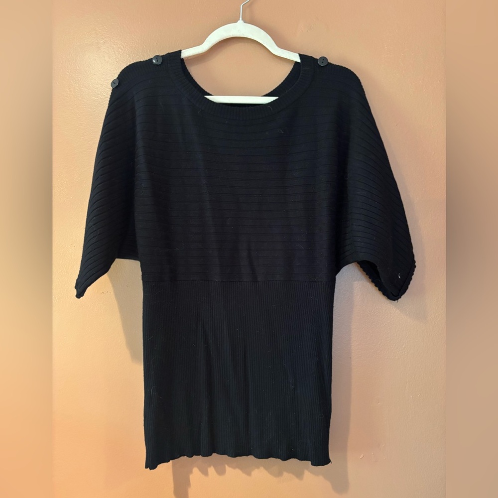 Joseph Black Ribbed Tunic Top